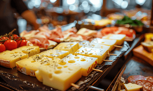 传统瑞士拉可雷特奶酪和法国奶酪