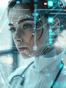 医疗保健 医疗未来技术女医生与虚拟接口