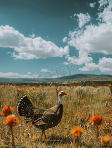 年终大促巅峰摄影照片_墨西哥瓜纳华托草地上的火鸡