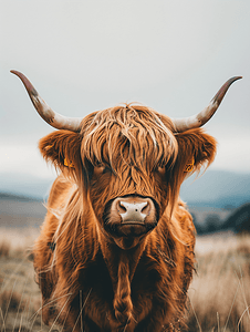 苏格兰高地毛牛搞笑肖像