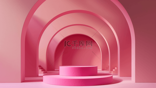 618粉色3D圆拱门直播间背景