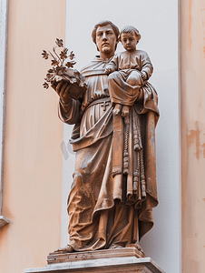 欧洲雕塑摄影照片_帕多瓦圣安东尼雕像和大教堂