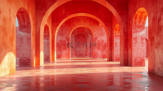 芒种荷花素材背景图片_红色拱门空间合成创意素材背景