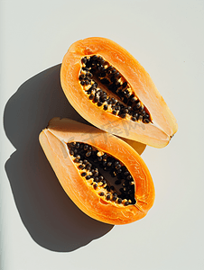 水果手绘画摄影照片_木瓜水果特写标题颜色橙色亚洲隔离白色背景