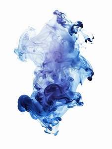 水中丙烯酸墨水形成抽象烟雾图案白色背景上孤立