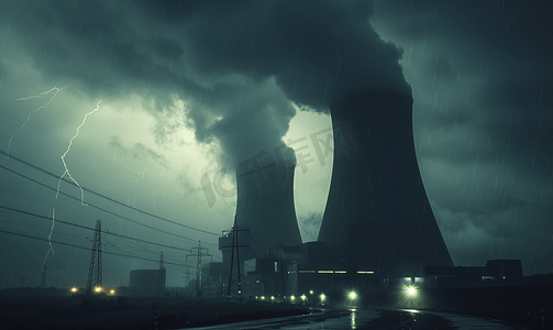 核能电力摄影照片_核电站遭遇风暴