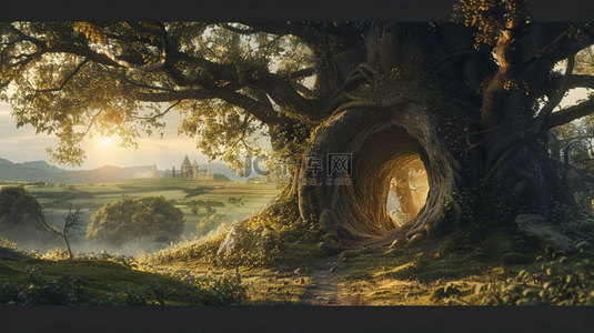 树洞素材背景图片_树木树洞深邃合成创意素材背景