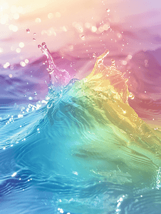 彩虹手账摄影照片_溅海背景抽象与彩虹