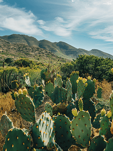 墨西哥的风景以仙人掌或仙人掌为背景和复制空间