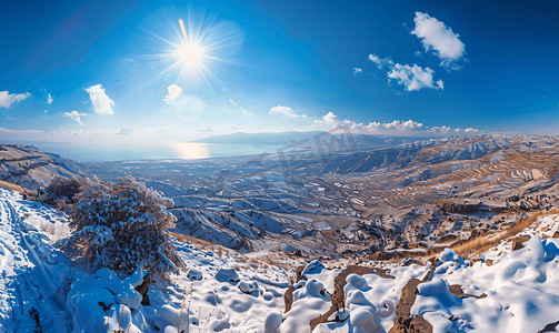 冬季从尼波山俯瞰应许之地的全景