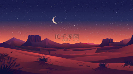沙漠夜空月亮合成创意素材背景