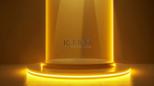 黄色展台灯光合成创意素材背景
