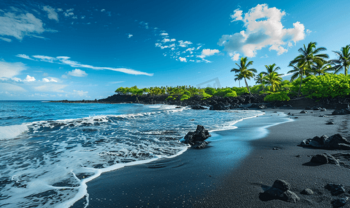 夏威夷黑色熔岩海岸
