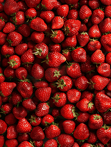 新鲜有机红熟草莓果实背景顶视图特写