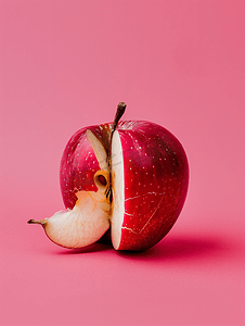 抽象红摄影照片_红美味苹果核