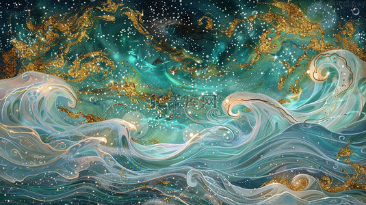 波浪微粒海星合成创意素材背景
