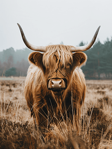 苏格兰高地摄影照片_高地苏格兰毛牛牦牛细节
