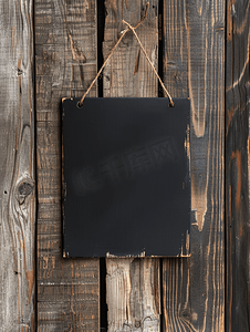 异形kt板框摄影照片_木制背景上的黑色空标志板