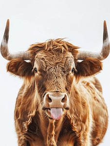 大长角公牛伸出舌头