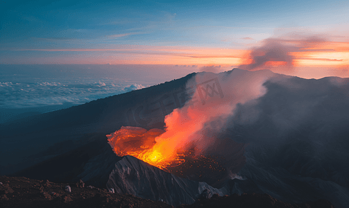 火岩石摄影照片_巴厘岛阿贡伊真火山爆发