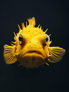 海洋动物黄色摄影照片_黄色幼年河豚