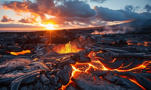旅游主题插画摄影照片_夏威夷大岛熔岩区