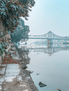 纳特摄影照片_从贾格纳特河坛看豪拉大桥