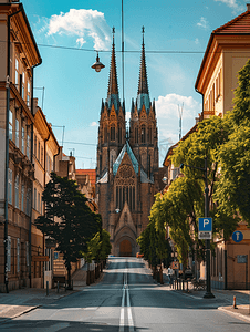 捷克语摄影照片_捷克布尔诺圣彼得和保罗大教堂
