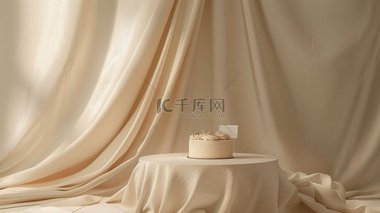 展台蛋糕窗帘合成创意素材背景