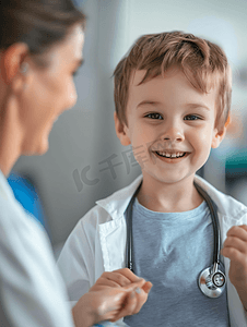 儿童接种疫苗卡通摄影照片_儿科健康的职业