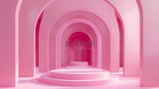 618粉色背景背景图片_618粉色3D圆拱门直播间背景