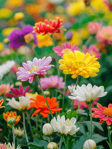 花园里的五彩菊花