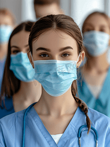 戴口罩的护士和女孩
