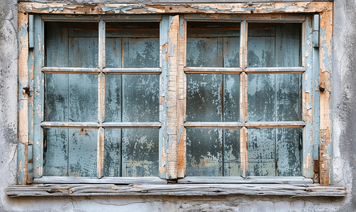 破旧的木窗框
