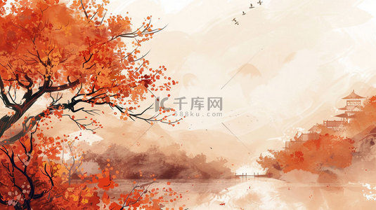 秋冬落叶背景图片_树木落叶水面合成创意素材背景