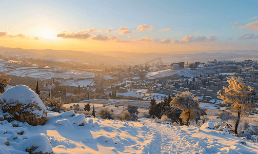 巴勒斯坦摄影照片_冬季从尼波山俯瞰圣地
