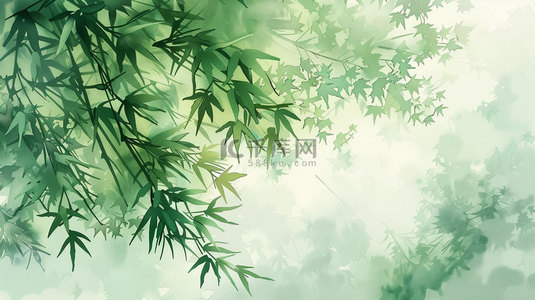 绿色竹叶简约合成创意素材背景