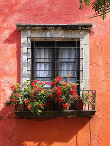 塔罗牌精灵摄影照片_墨西哥克雷塔罗的乡村风格窗户