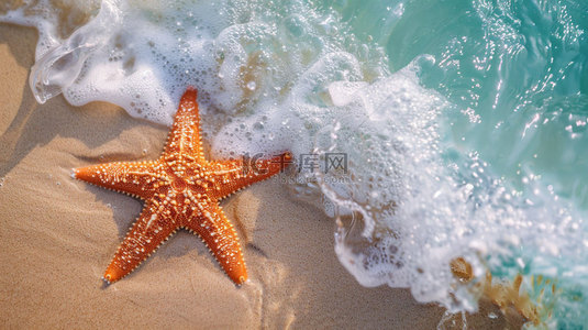 创意海滩素材背景图片_海浪海滩海星合成创意素材背景