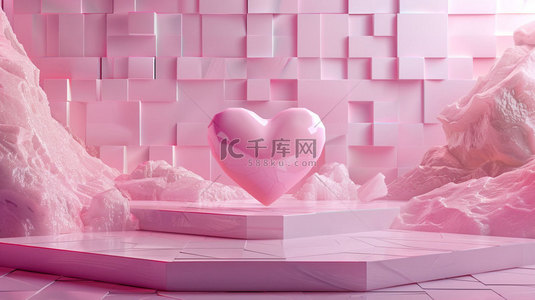 爱心展台粉色合成创意素材背景