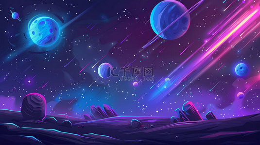 卡通星球太空合成创意素材背景