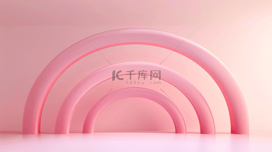 卖货直播间背景图片_618粉色3D圆拱门直播间背景