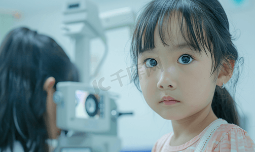 医院检查视力的外国小女孩