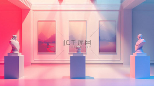 展框雕塑画廊合成创意素材背景