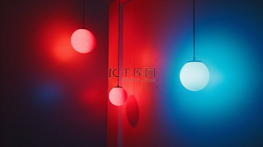 红蓝科技渐变光背景图片_红蓝吊灯氛围合成创意素材背景