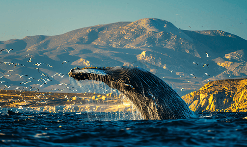 世界动物保护摄影照片_蓝鲸是墨西哥南下加利福尼亚州世界上最大的动物