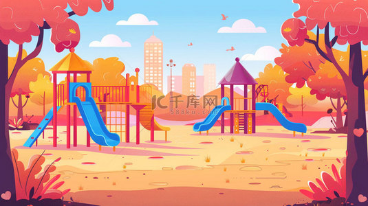 卡通乐园树木合成创意素材背景