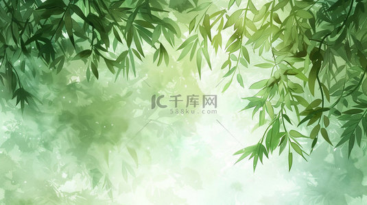 绿色竹叶简约合成创意素材背景