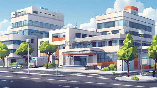 24节气素材背景图片_医院医疗建筑合成创意素材背景