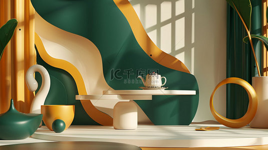 茶杯碎块背景图片_茶杯沙发家居合成创意素材背景